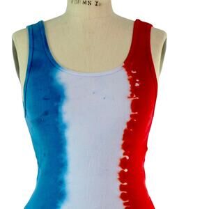 Womens Top Size XL Red White Blue Tie Dye Patriot 4th of July Independence Day